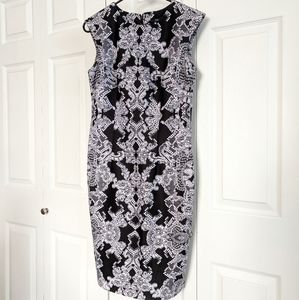 Women's Size 6 Black White Filigree Pencil Skirt Dress
